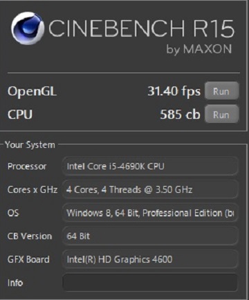 CINEBENCH R15でCore i5 4690K