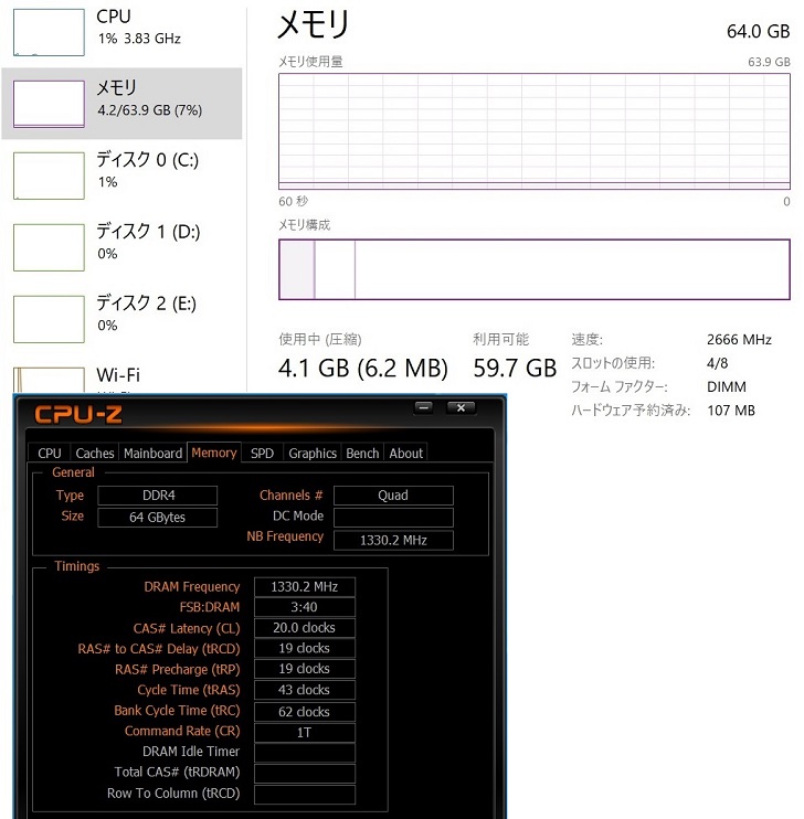 CFD W4U2666CX1-16G×2 CPU-Zで見る！その2